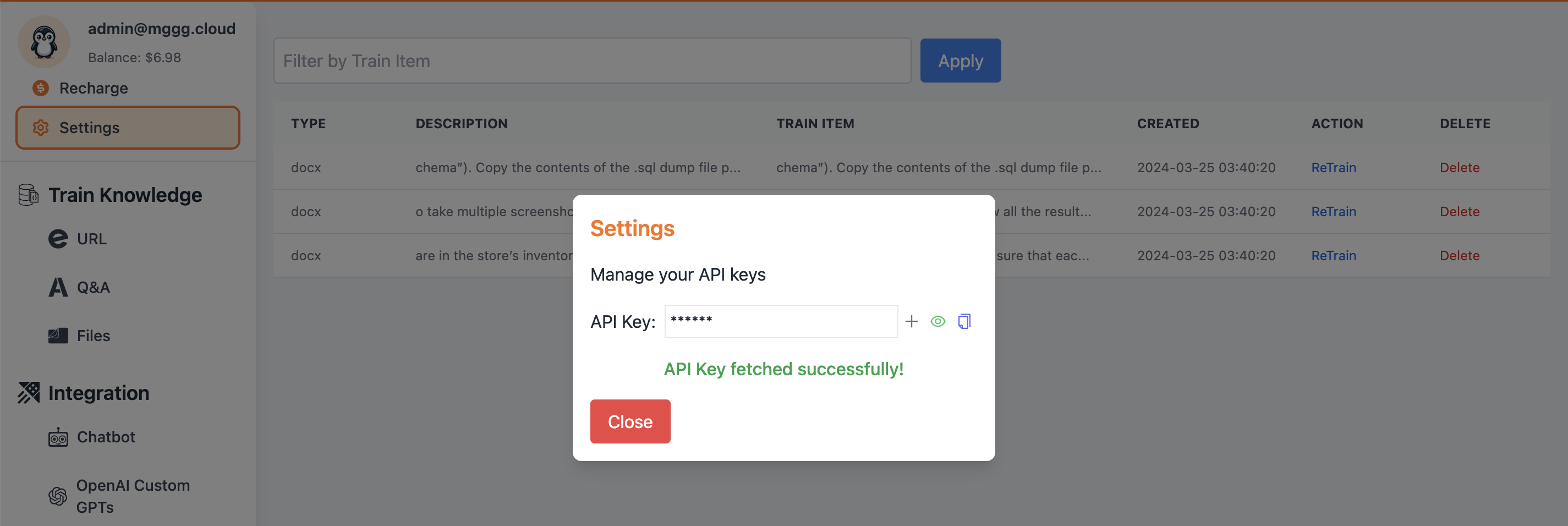 API Key Settings